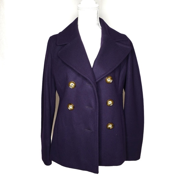 Michael Kors Pea Coat Wool Blend Purple Size Small - Picture 4 of 7